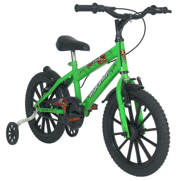 Bicicleta Aro 16 Mormaii Top Lip MTB 1V V-Brake Verde Kawasaki