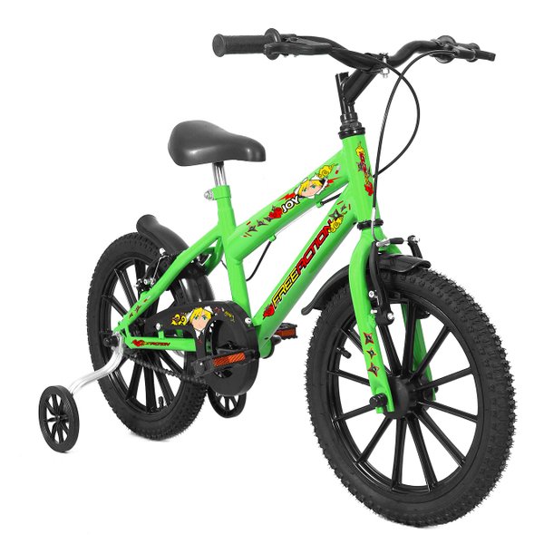 Bicicleta Aro 16 Free Action Joy MTB 1V V-Brake - Verde Kawasaki