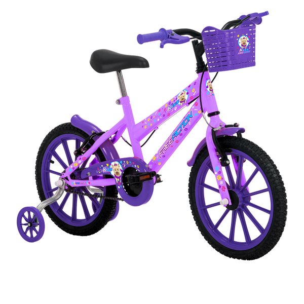 Bicicleta Aro 16 Free Action Kiss MTB 1V V-Brake - Lilás